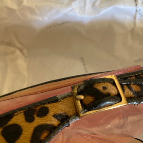 Sacha London Heel Pump Peeptoe Slingback Platform Leopard Leather Suede Elga - Picture 15 of 16